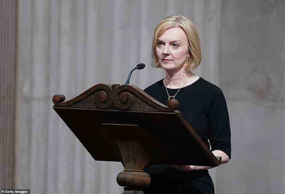 Prime Minister Liz Truss speaks during a service of prayer and reflection at St Paul's Cathedral