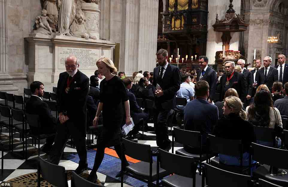 Prime Minister Liz Truss departs after the Service of Prayer and Reflection at St Paul's Cathedral