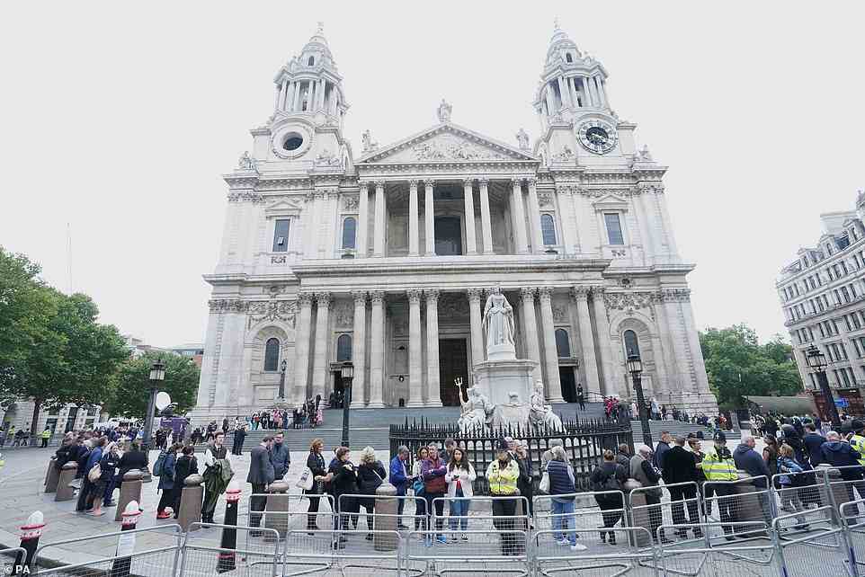 People arriving for the Service of Prayer and Reflection at St Paul's Cathedral, London, following the death of Queen Elizabeth II on Thursday