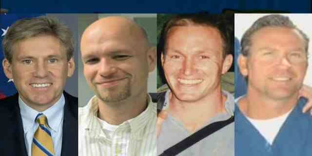 Von links: US-Botschafter in Libyen J. Christopher Stevens, Mitarbeiter des Außenministeriums Sean Smith und die CIA-Auftragnehmer und ehemaligen Navy SEALs Glen Doherty und Tyrone Woods wurden am 11. September 2012 in Bengasi, Libyen, getötet.