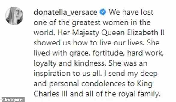 Fashion icon Donatella Versace said that we have 'lost one of the greatest women in the world'