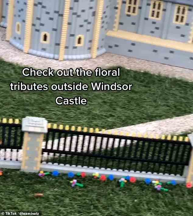 Bei der Miniaturversion von Schloss Windsor war der Zaun wie im wahren Leben mit Blumen übersät