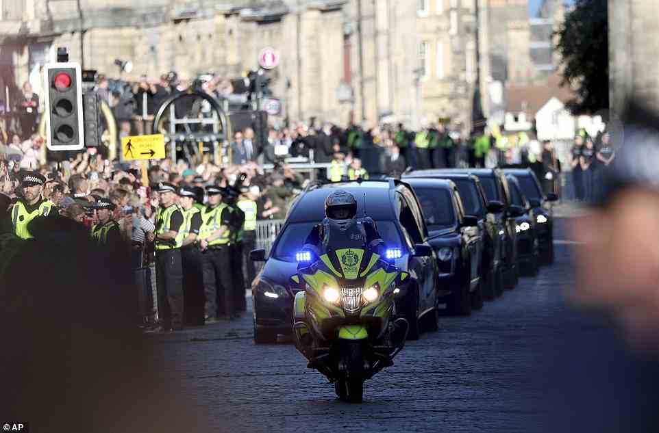 The Queen's cortege with the hearse carrying Her Majesty's coffin