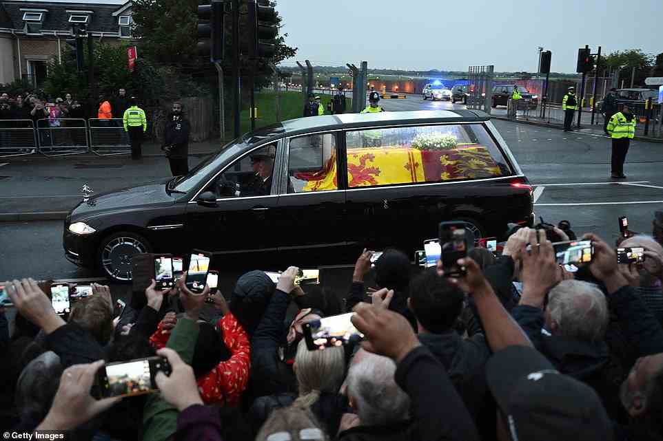 The coffin of Queen Elizabeth II leaves RAF Northolt, west London