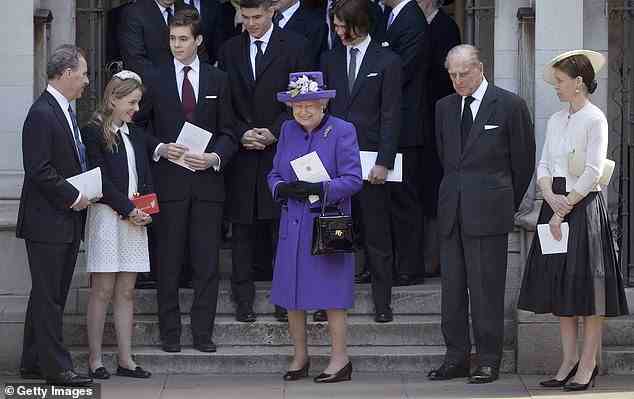 Lord Snowdon und seine Tochter Lady Margarita Armstrong-Jones mit der Königin, dem Herzog von Edinburgh und Lady Sarah Chatto im Jahr 2017 in Westminster