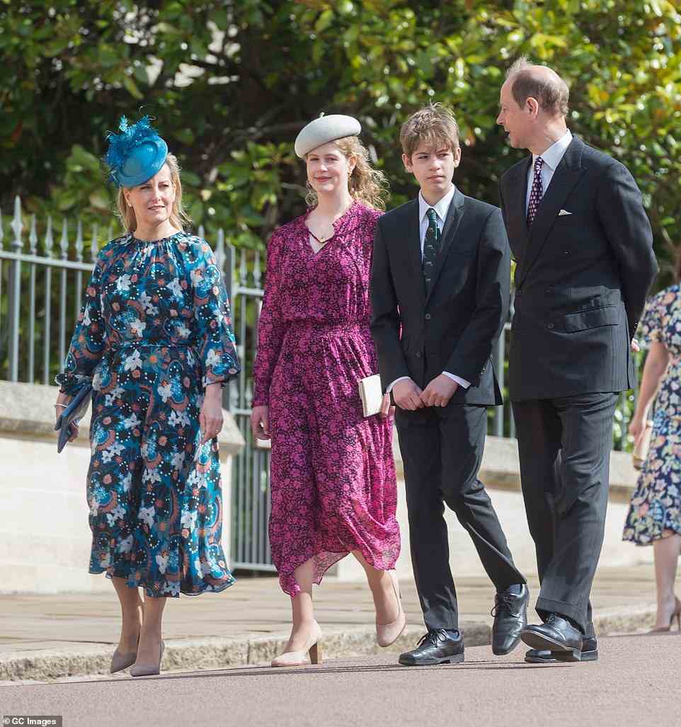 Bright and beautiful: Lady Louise has been making more confident fashion choices, as seen in the Royal Family outing to the Easter church service at Windsor Castle in April