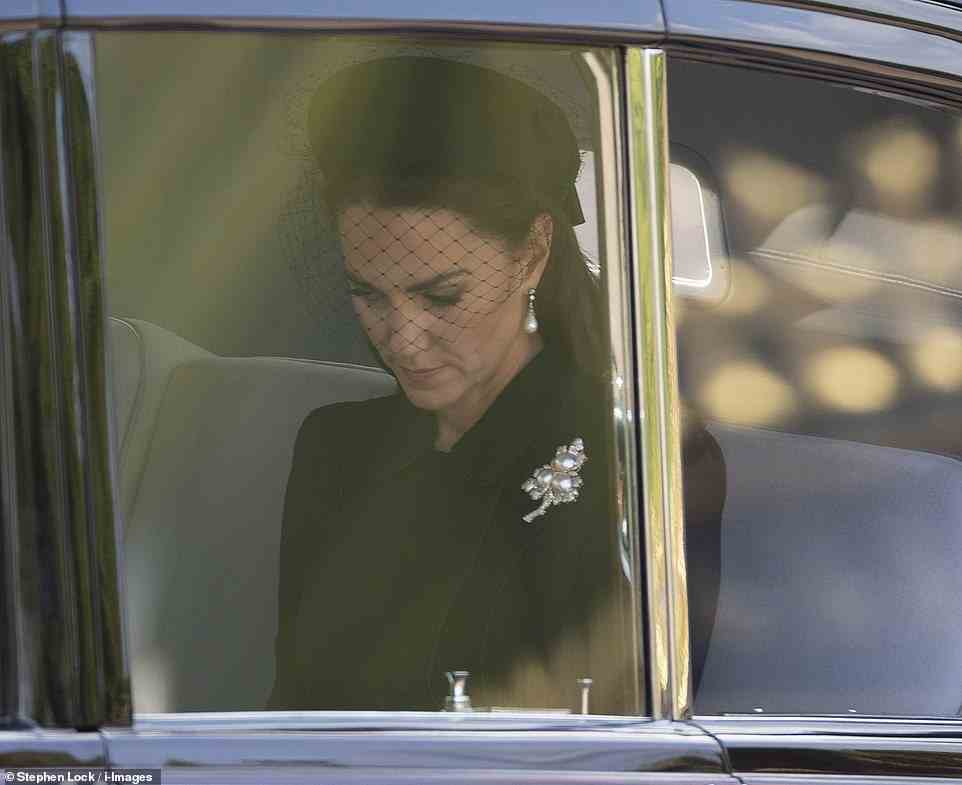The Princess of Wales looks down after leaving Buckingham Palace