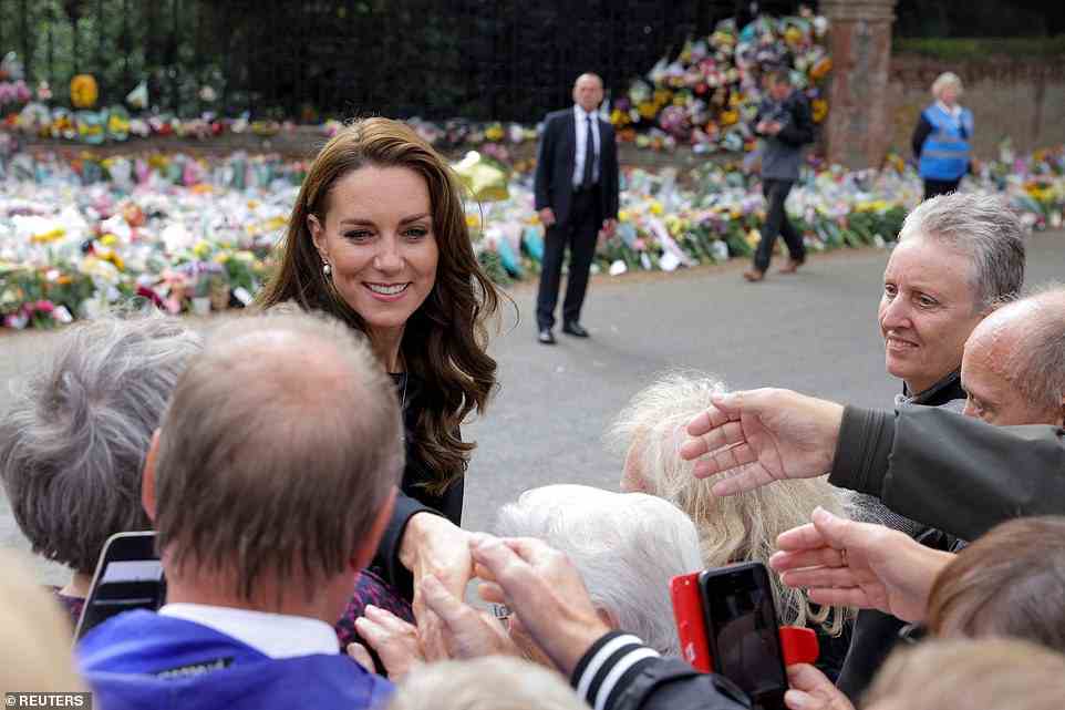 Kate and William warmly grabbed outstretched hands, accepted bouquets of flowers and spoke with those who had patiently waited hours to meet them