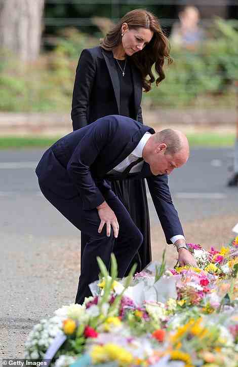 The Prince and Princess of Wales inspecting flowers at Sandringham today