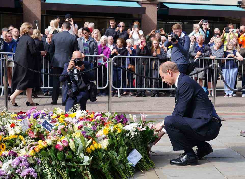 Floral tributes and messages of condolence have been left in the square again in large numbers in memory of the Queen
