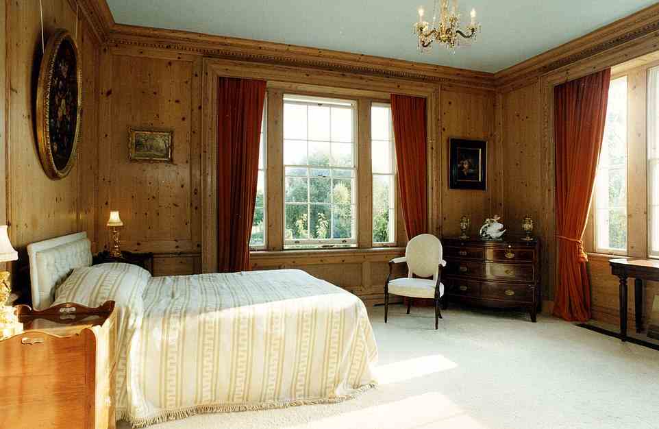 The property boasts six bedrooms, meaning the Queen Consort has plenty of space to host her friends and family. Pictured, one of the spacious bedrooms as it was before Camilla bought the property