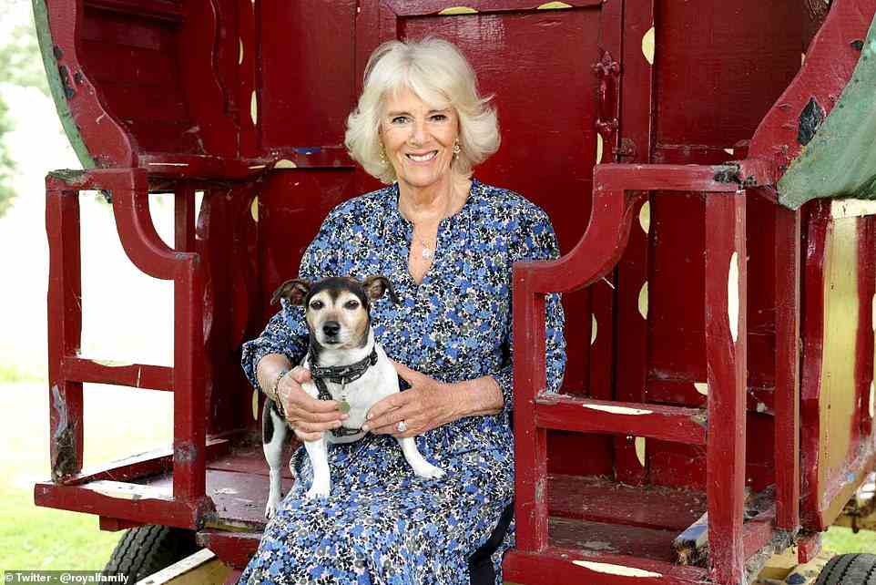 The Duchess of Cornwall appears to have added personal quirky touches to the property, including this vintage caravan in the garden. She was photographed at Ray Mill House in official birthday portraits