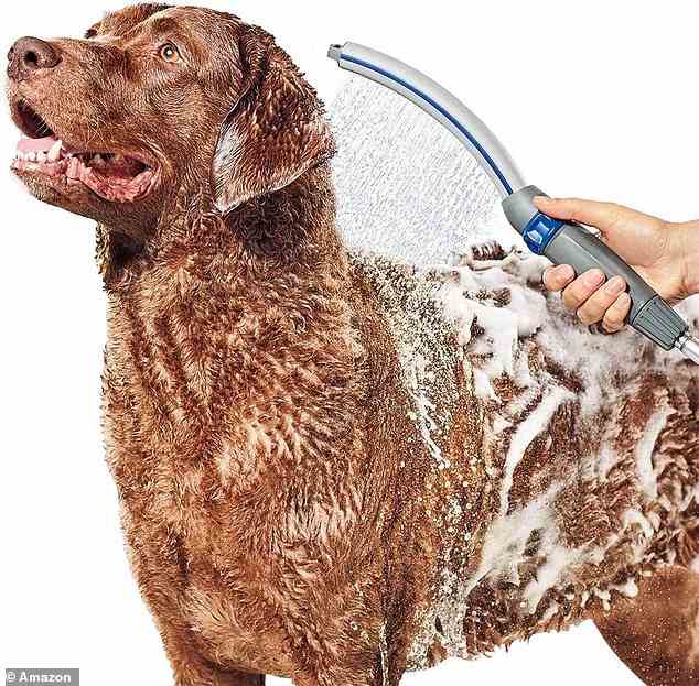 Egal, ob Ihr Hund das Baden mag oder verabscheut, Sie machen das Erlebnis noch lustiger, wenn Sie mit dem Waterpik-Stab auf effiziente Weise Wasser auf sein Fell leiten