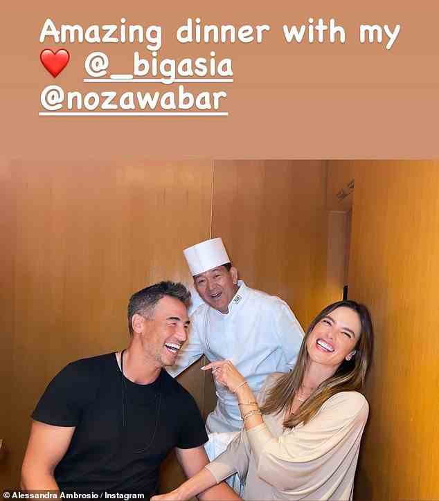 Paarzeit: Ambrosio ging am Freitag auch auf ihre Instagram-Seite und teilte einige Fotos von ihrem Abendessen mit Lee im Sushi-Restaurant Nozawa Bar in Beverly Hills