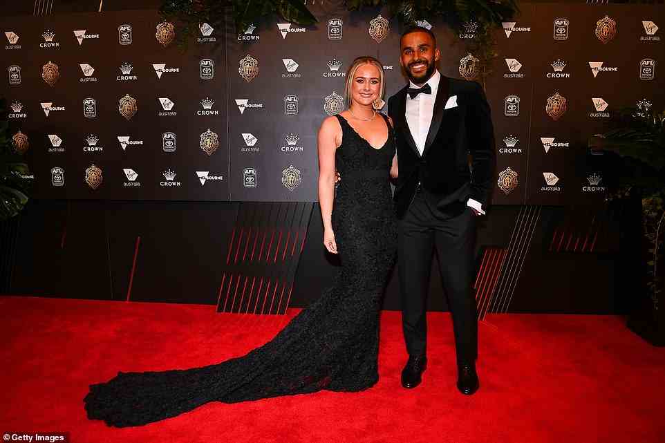 Another black dress that failed to impress was worn by Maddie Leek, who was accompanied by Touk Miller. The lace design merely looked like it was pilling - and fast - as she sidled up to the red carpet, although it was perfectly tailored to her body and well structured