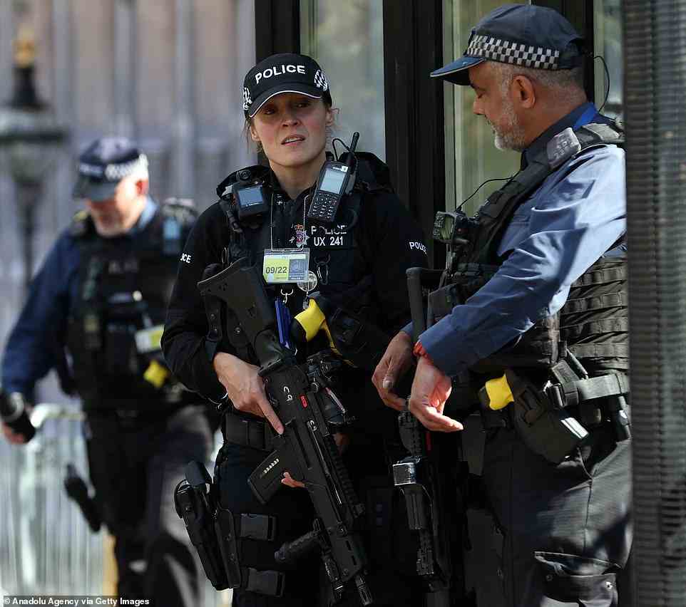 Armed police are deployed in the capital as UK forces step up their presence in the city