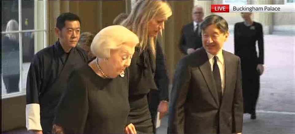 Emperor Naruhito of Japan was spotted arriving at Buckingham Palace on Sunday evening ahead of the 'reception of the century' hosted by King Charles and Queen Consort Camilla