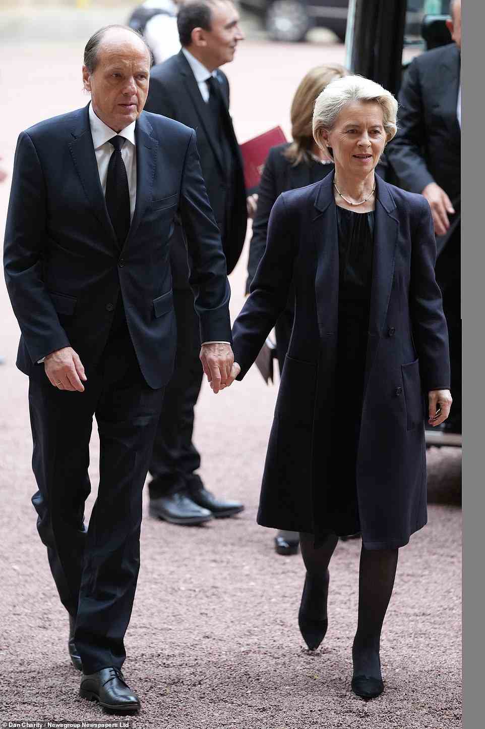 Ursula von der Leyen, the president of the European Commission, and her husband Heiko also arrive