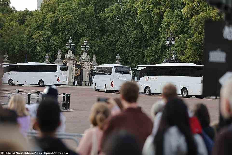 The heads of state arrive in Buckingham Palace by bus, to meet King Charles III, in London - the only world leader thought to arrive in another mode of the transport is the US President Joe Biden who was allowed to come in the presidential car - the Beast