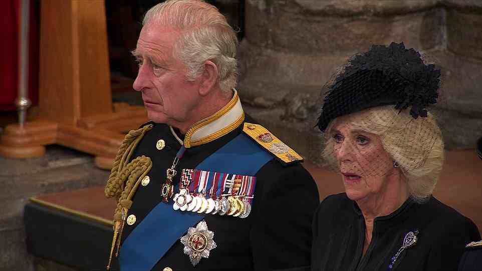 A tearful King Charles fought back tears during the emotional service which saw him bid farewell to his mother during her state funeral
