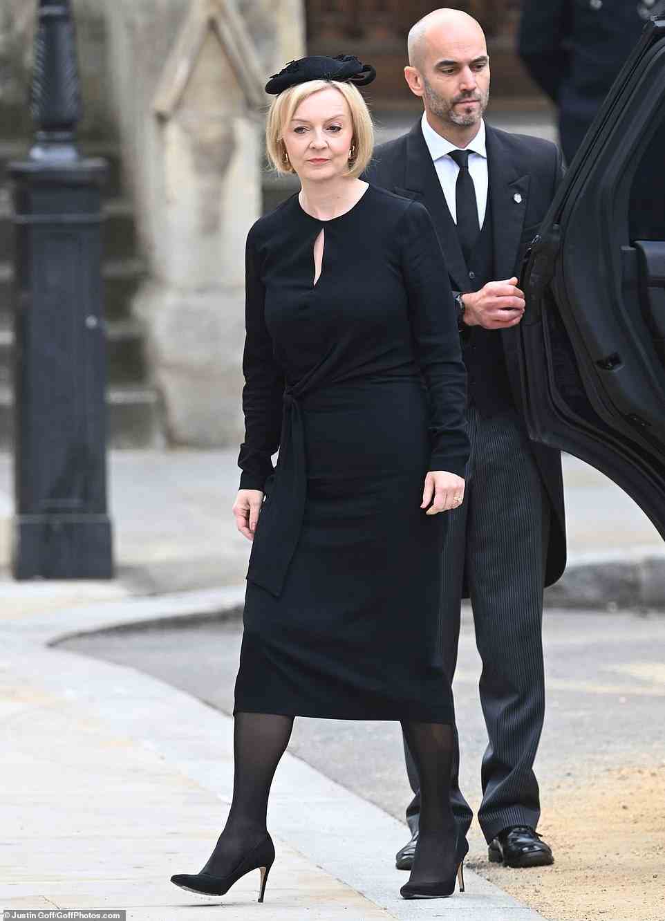 Newly elected Prime Minister Liz Truss looked dignified as she arrived at Westminster Abbey for the service this morning, where she addressed the congregation