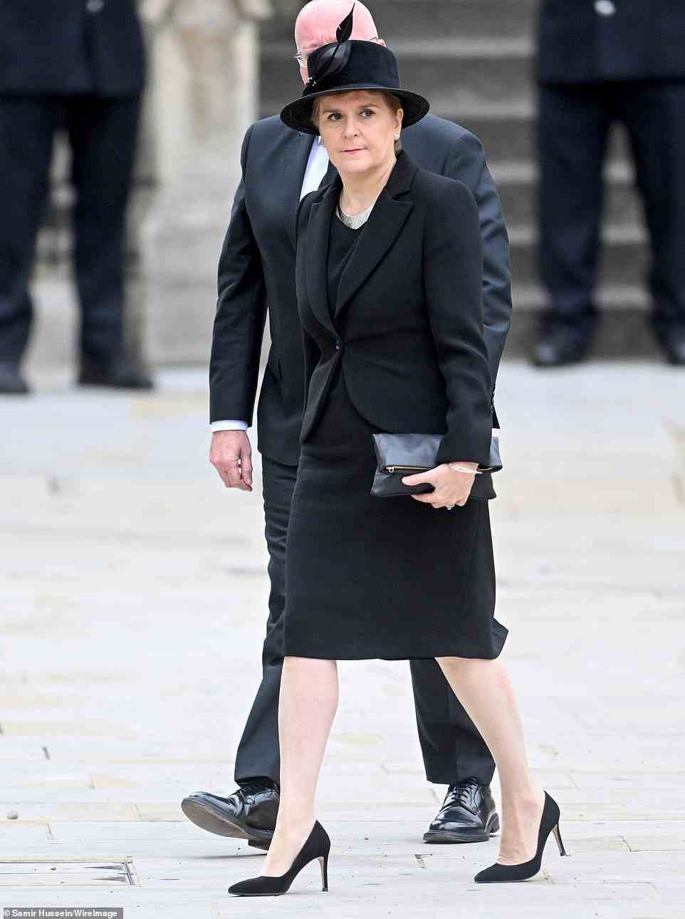 Scottish First Minister Nicola Sturgeon arrives for the state funeral of Queen Elizabeth II at Westminster Abbey today