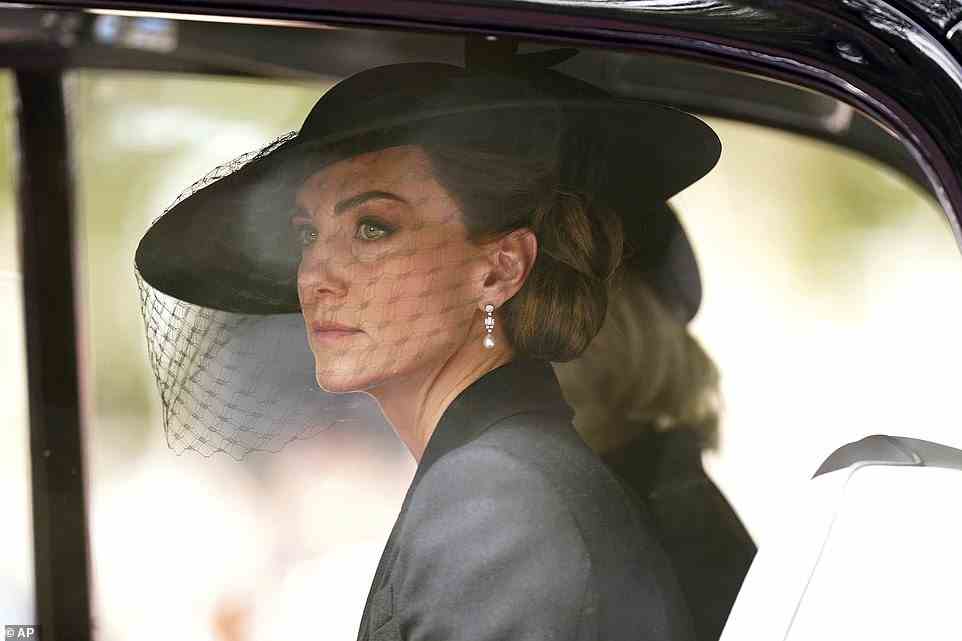 The Princess of Wales gazed out of the window of the car as she joined the ceremonial procession from Westminster Abbey