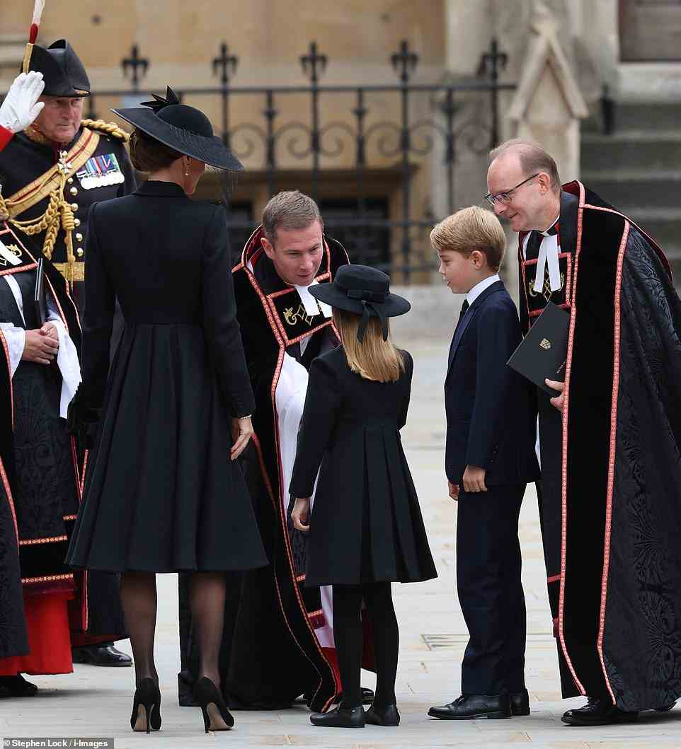 The family were greeted on their arrival at Westminster Abbey ahead of the funeral on Monday