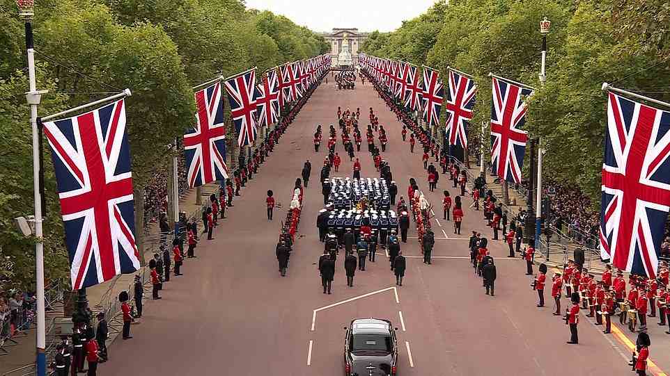 The Queen is marched towards Buckingham Palace for the last time