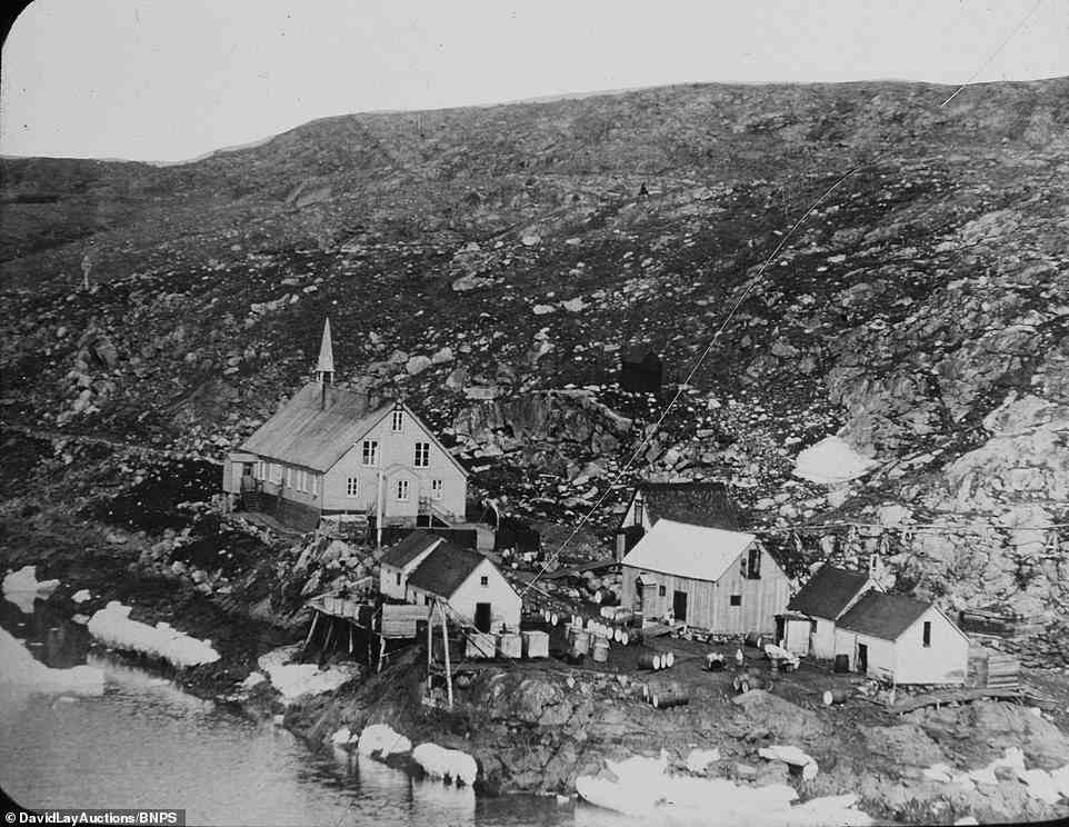Another image shows a landscape view of a settlement occupied by Inuit in the years before almost one third were wiped out by the Spanish flu