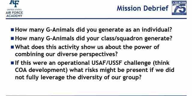 Eine Diapräsentation der United States Air Force Academy in Colorado mit dem Titel "Vielfalt und Inklusion: Was es ist, warum wir uns darum kümmern und was wir tun können."