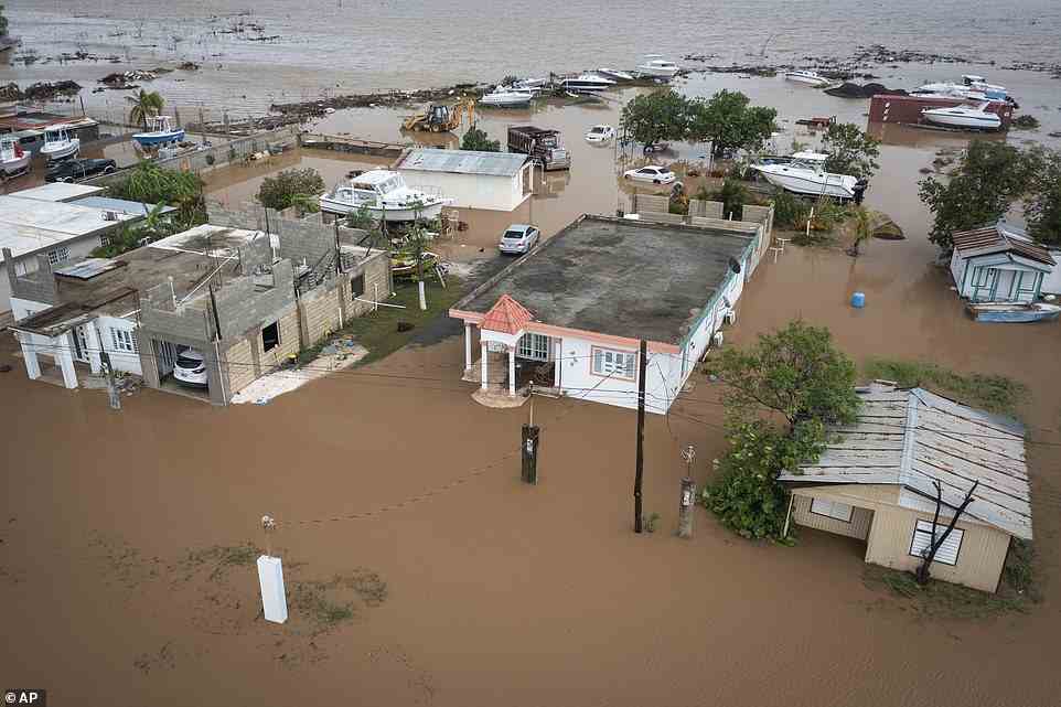 Homes are flooded on Salinas Beach after the passing of Hurricane Fiona