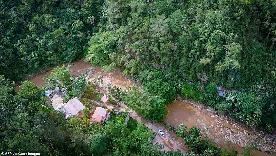 Aerial picture taken on September 20, 2022, in Utuado, Puerto Rico