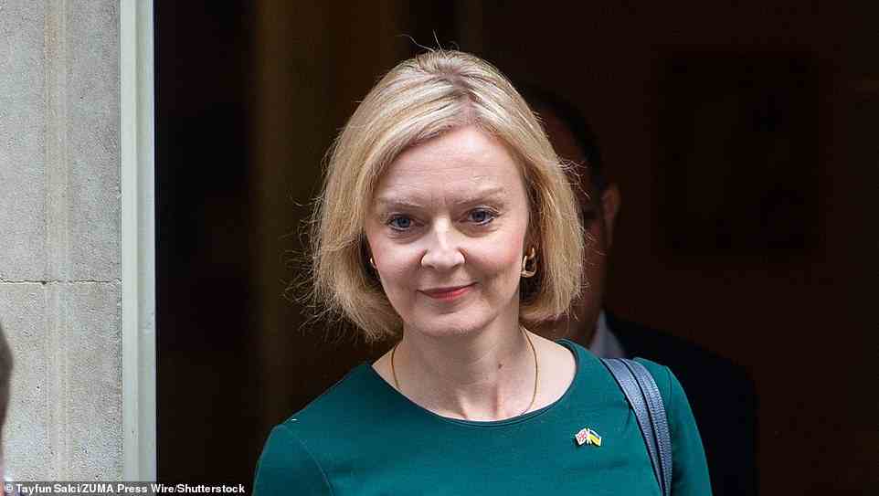 Prime Minister Liz Truss said: 'We will end the moratorium on extracting our huge reserves of shale, which could get gas flowing as soon as six months, where there is support for it'. The PM is pictured leaving Downing Street on September 8