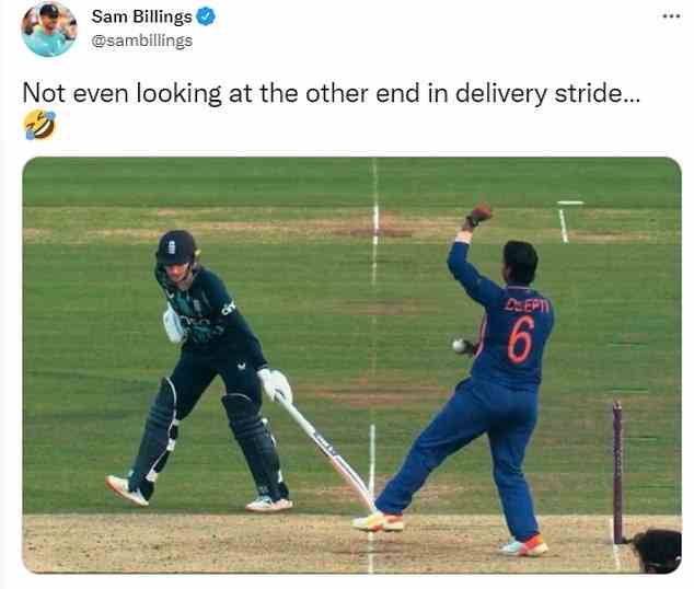 Der englische Wicketkeeper Sam Billings behauptete, es sei nicht richtig und sagte, es sei „einfach kein Cricket“.