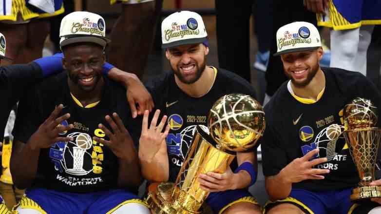 Draymond Green, Klay Thompson und Stephen Curry von den Golden State Warriors.