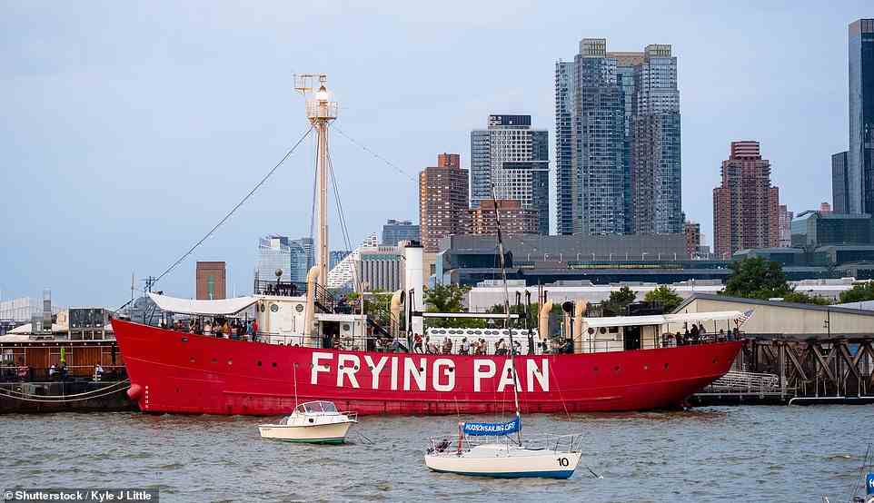The Frying Pan in New York is a former 'lightship' that has been converted into a bar and restaurant