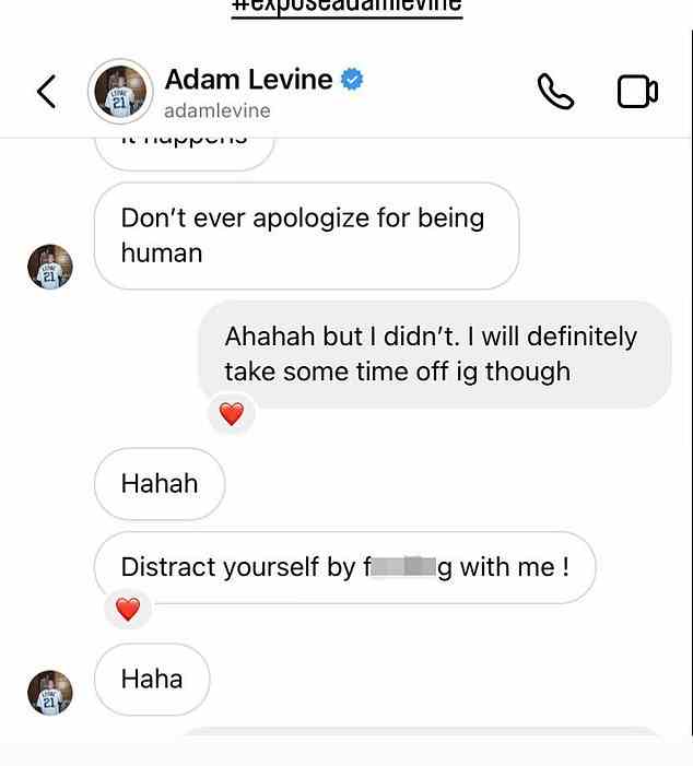 In one undated, alleged exchange with Maryka, the musician tells her to 'Distract yourself by f**king with me. A large reason why Levine's texts have not been perceived as intended by the general public is likely due to their context. The public figure is known to be married and have children, and that his wife was pregnant at the time some of the DMs were sent