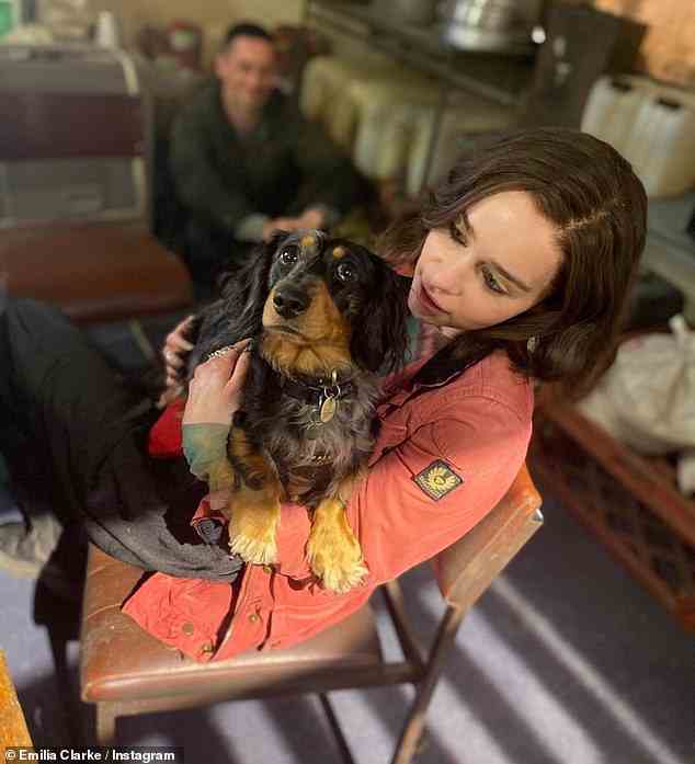 Hinter den Kulissen: Am Wochenende teilte Emilia Bilder von sich und ihrem entzückenden Hund Ted am Set von Secret Invasion und enthüllte ihr Hündchen „Scheiße am Set“.