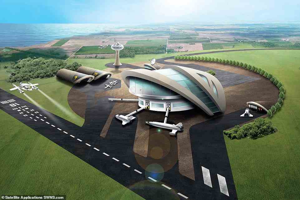 Sir Richard Branson's rocket company will operate from the Newquay-based spaceport (shown in an artist's impression)