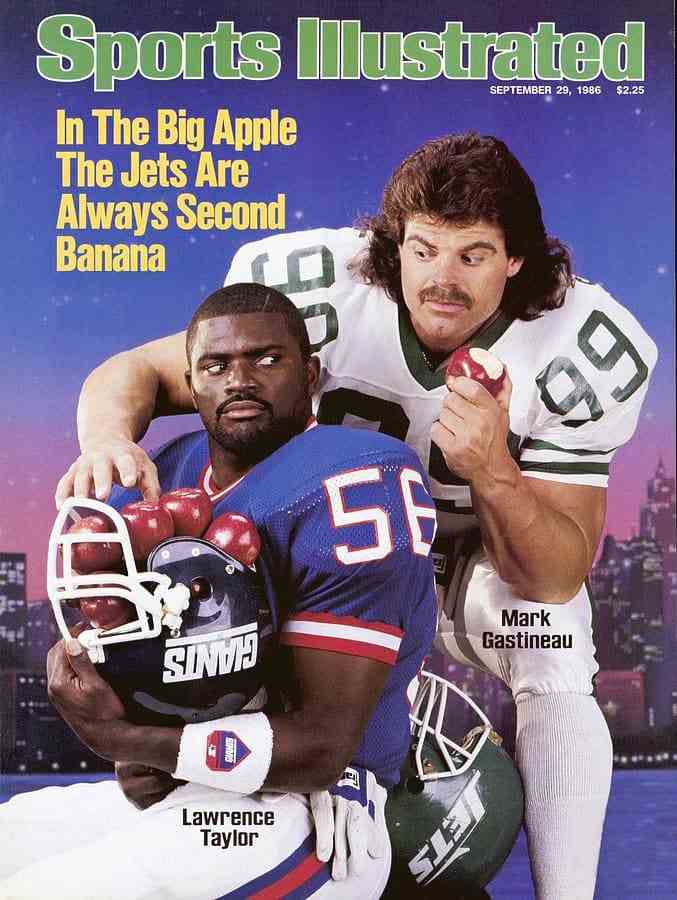Lawrence Taylor und Mark Gastineau auf dem Cover von Sports Illustrated im Jahr 1986