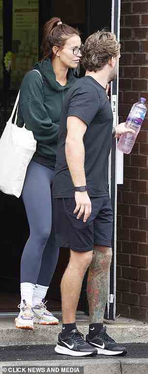 Support: Makeup free Ferne left the gym with her fiancé Lorri Haines