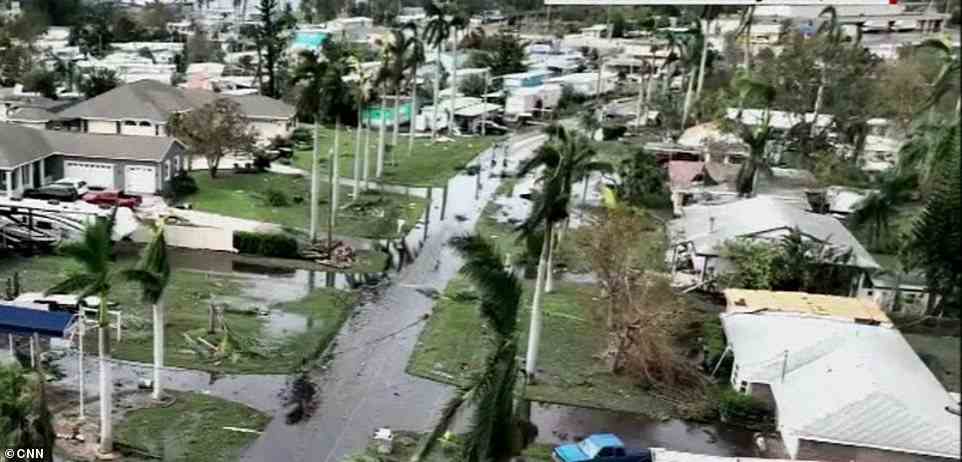 FORT MYERS: Footage shows power lines and foliage strewn across the streets of Fort Myers, with some cars and properties undergoing significant damage