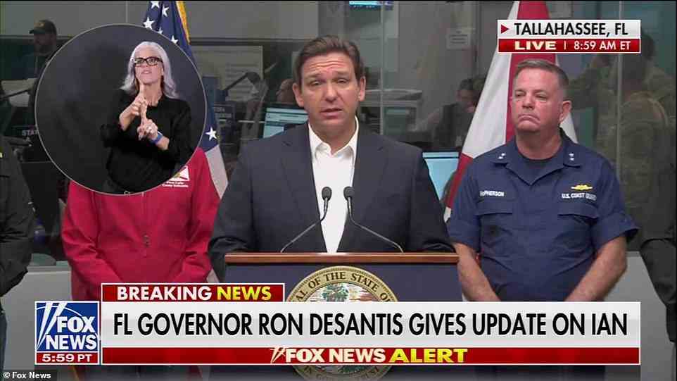 Florida Gov. Ron DeSantis described the mass flooding from Hurricane Ian as a 'once in a 500-year' event, and confirmed that 2.6million are currently without power