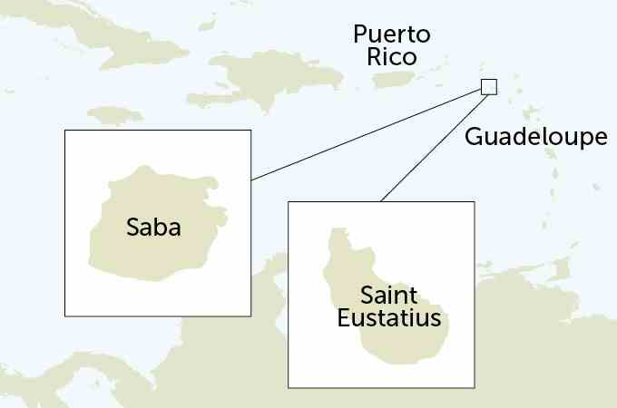 Map of Saba and Saint Eustatius