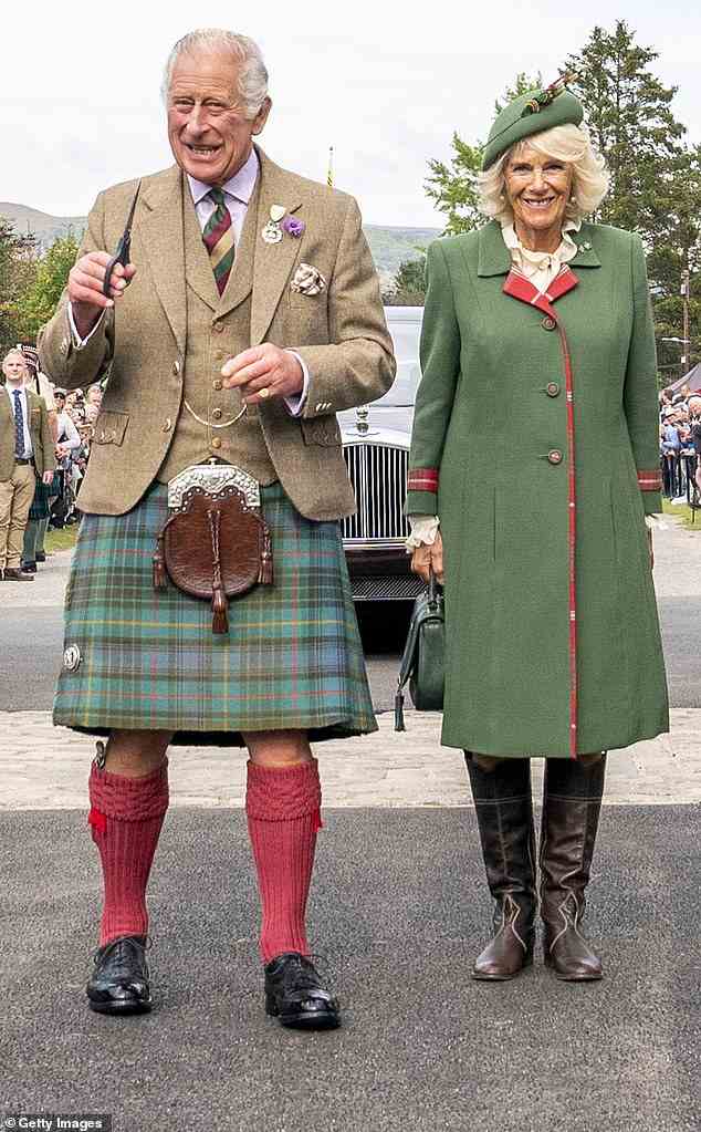 Prince Charles and the Duchess of Cornwall (known as the Duke and Duchess of Rothesay while in Scotland) donned traditional outfits to attend the Braemar Royal Highland Gathering