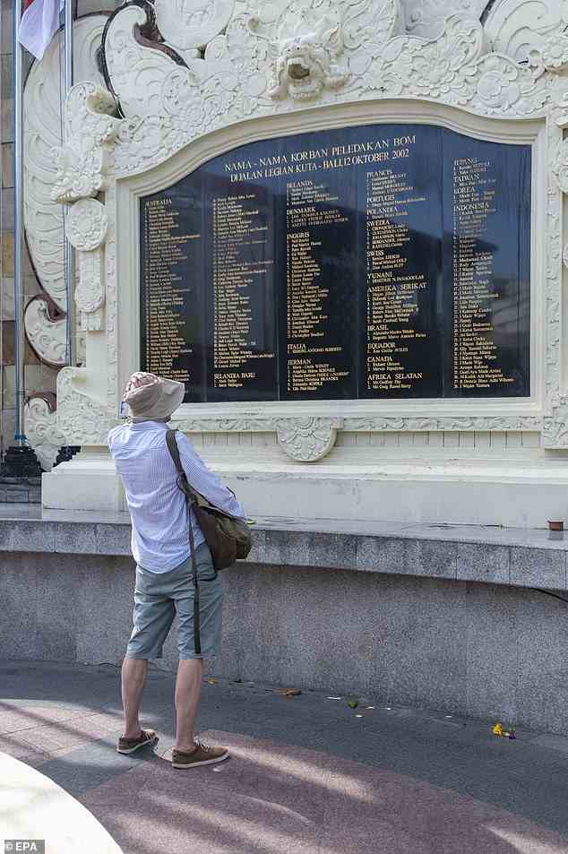 The names of the 202 victims of the Bali bombings inscribed in the memorial at Kuta Beach (above) includes those of the 88 Australians who perished during or after the blast