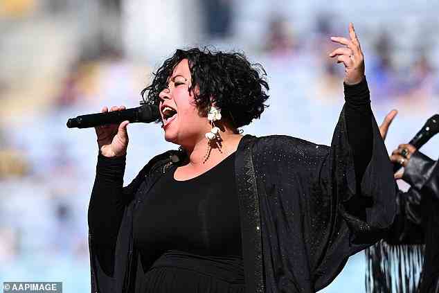 Mahalia Barnes (pictured) stormed the stage at the pre-match entertainment