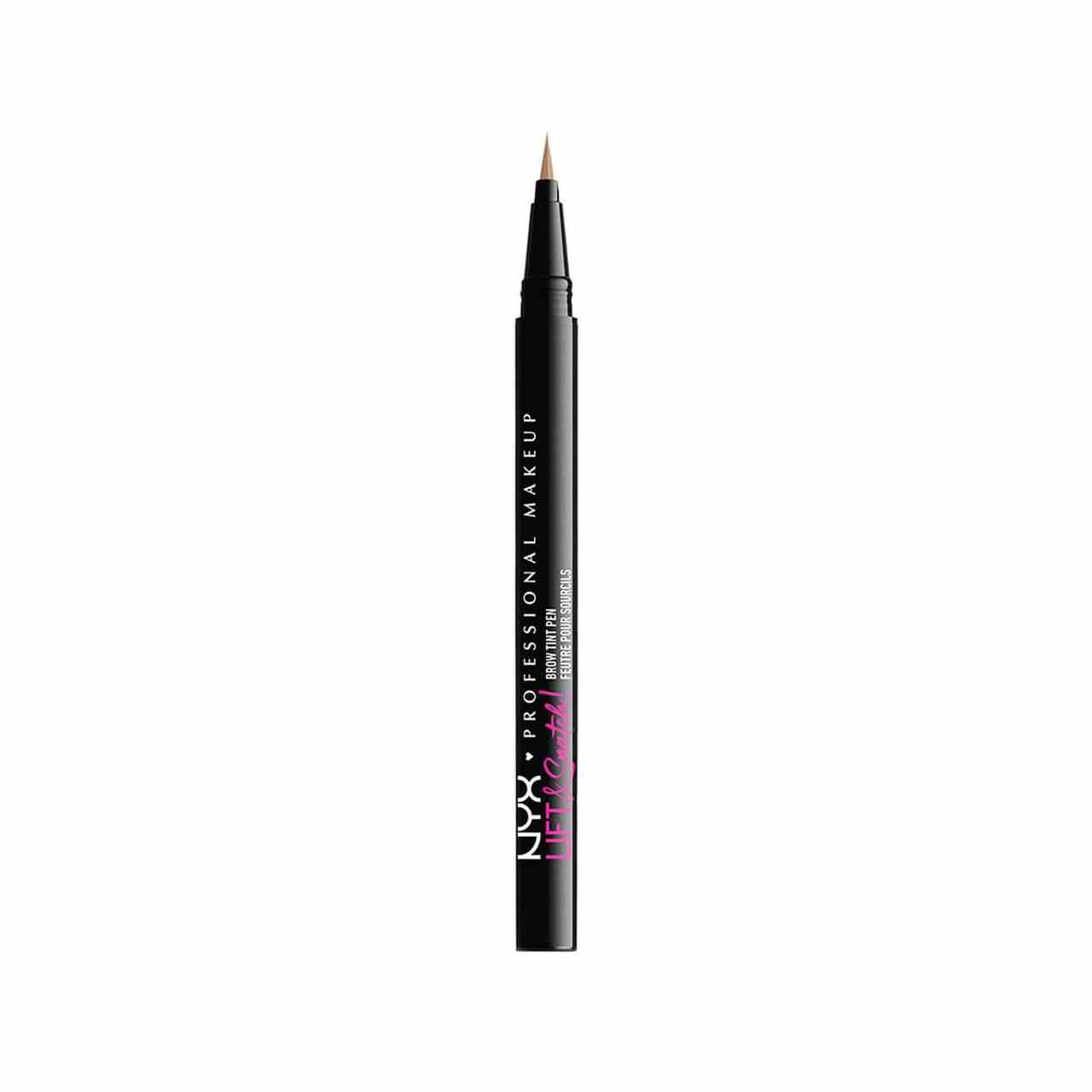 NYX Professional Makeup Lift & Tönung!  Brow Tint Pen schwarzer Filzstift auf weißem Hintergrund