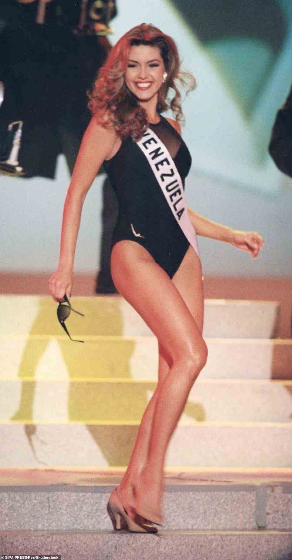Miss Universe 1996, Alicia Machado, now 45, from Venezuela, was reportedly told by officials that she was going to be replaced if she didn't lose weight. She is seen in 1996